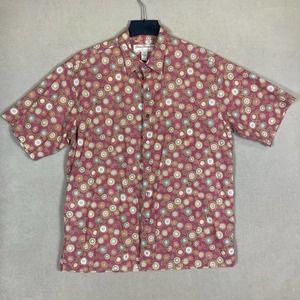 Norm Thompson Hawaiian Shirt Mens L Multicolor 100% Cotton Pocket Made in USA